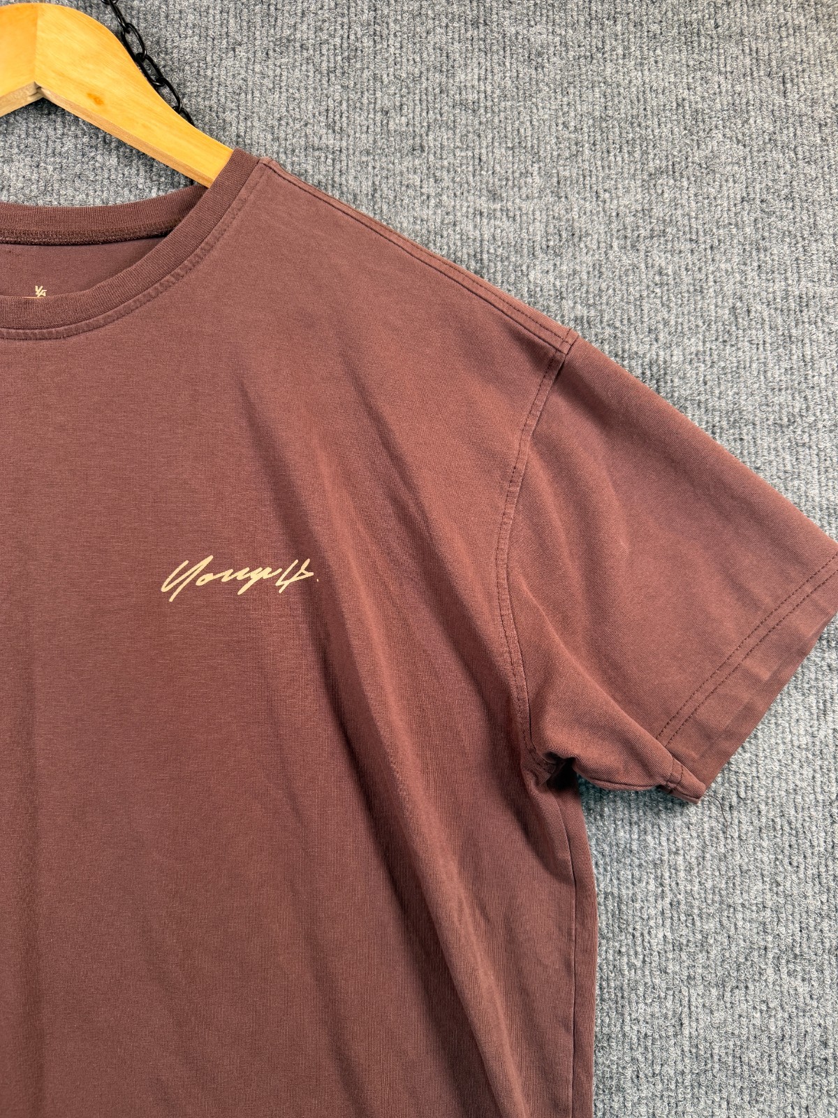 YOUNGLA Mens Graphic T Shirt Crew Neck Short Sleeve Cotton Size Small Brown gallery