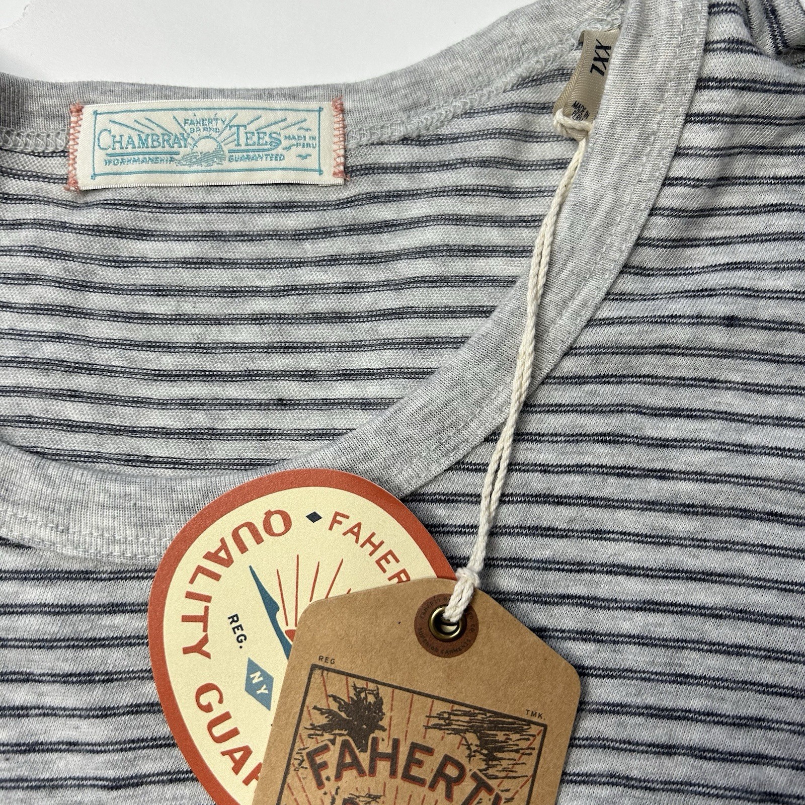 Faherty TShirt Men’s XXL Short Sleeve Vintage Chambray Cotton Modal Lightweight gallery