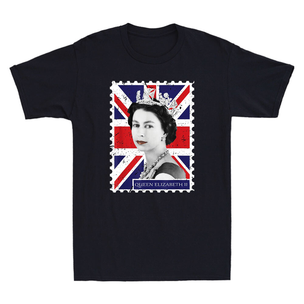 RIP Queen Elizabeth II + Union Jack Vintage Men’s Short Sleeve T-Shirt Gifts Tee