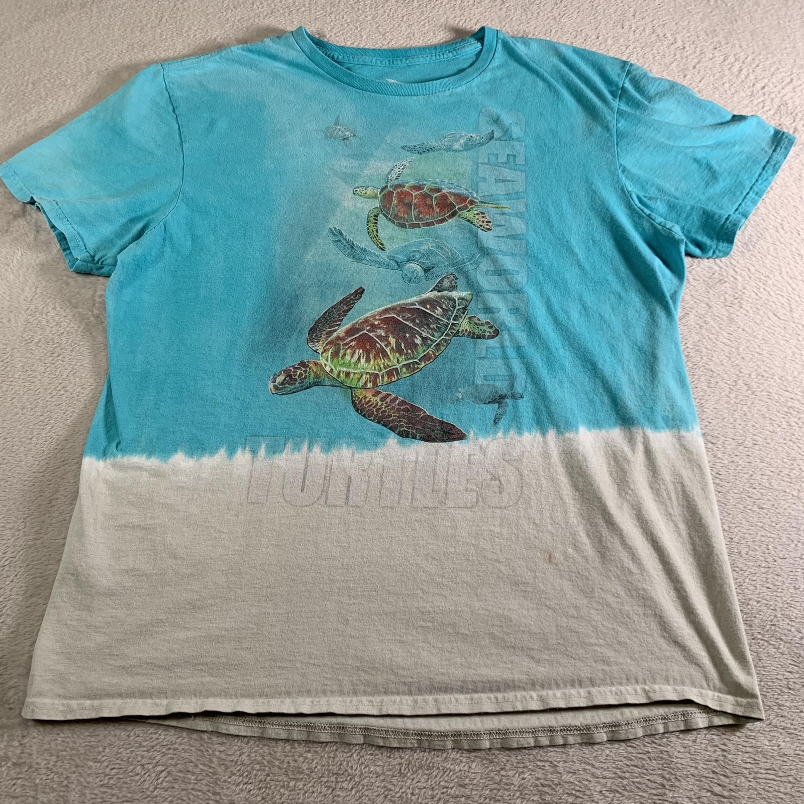 SeaWorld Sea Turtles Shirt Mens Large Blue Dip Dye Graphic Ocean Tee Sea Life gallery