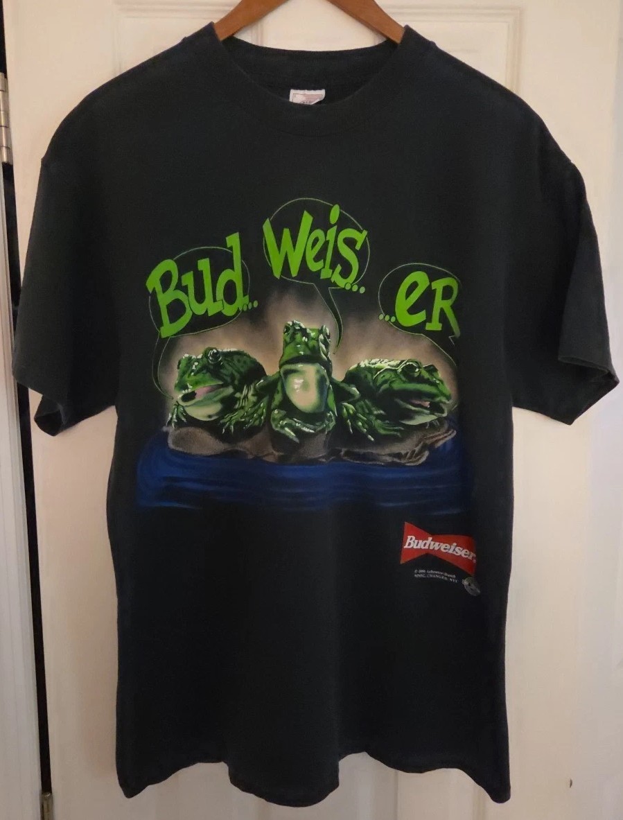 Vintage Bud-weis-er T-Shirt-Adult Lg-Double Side-Single Stitch 1995 Flawless