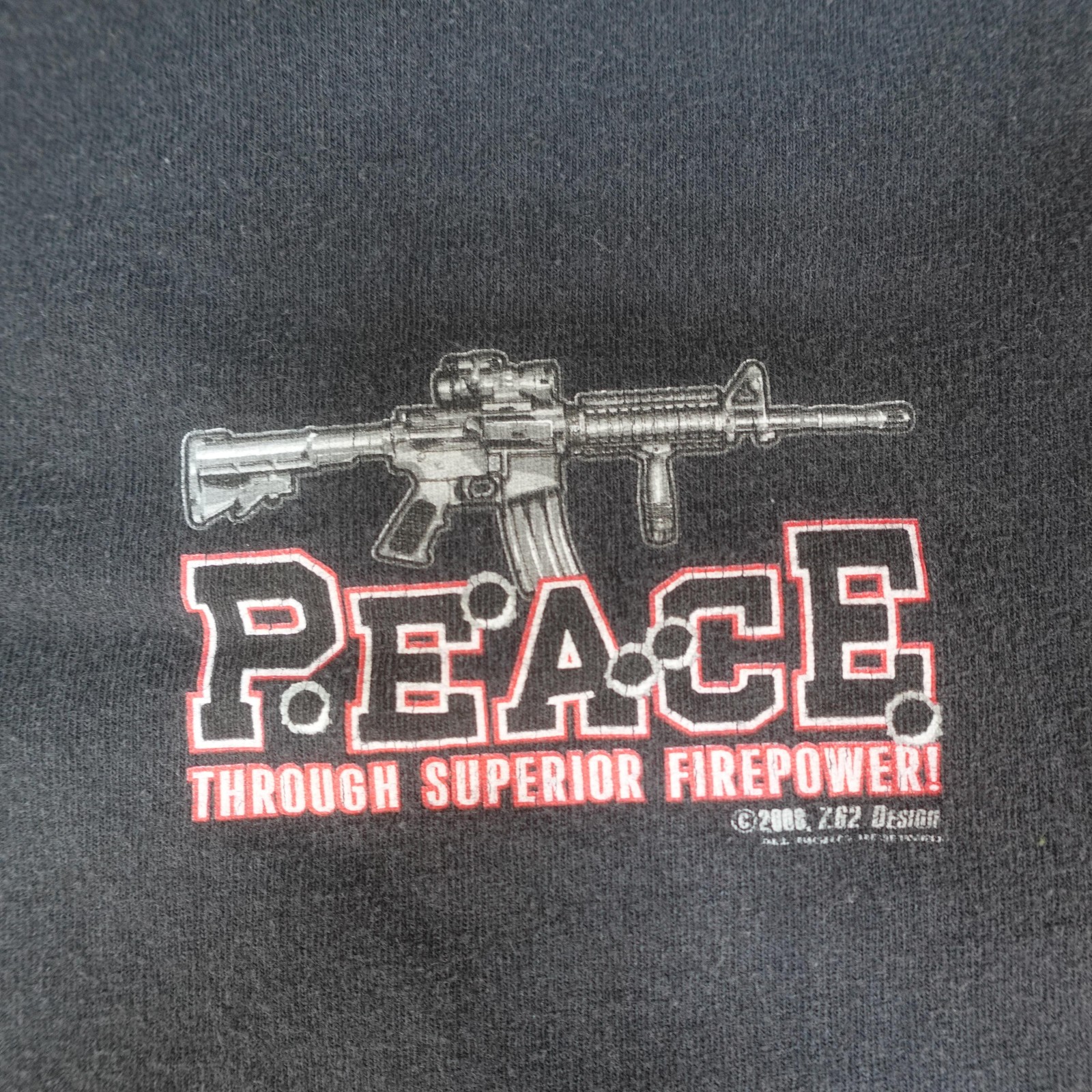 7.62 Design Shirt Mens XL Black Peace Through Superior Firepower Tank Top Muscle gallery