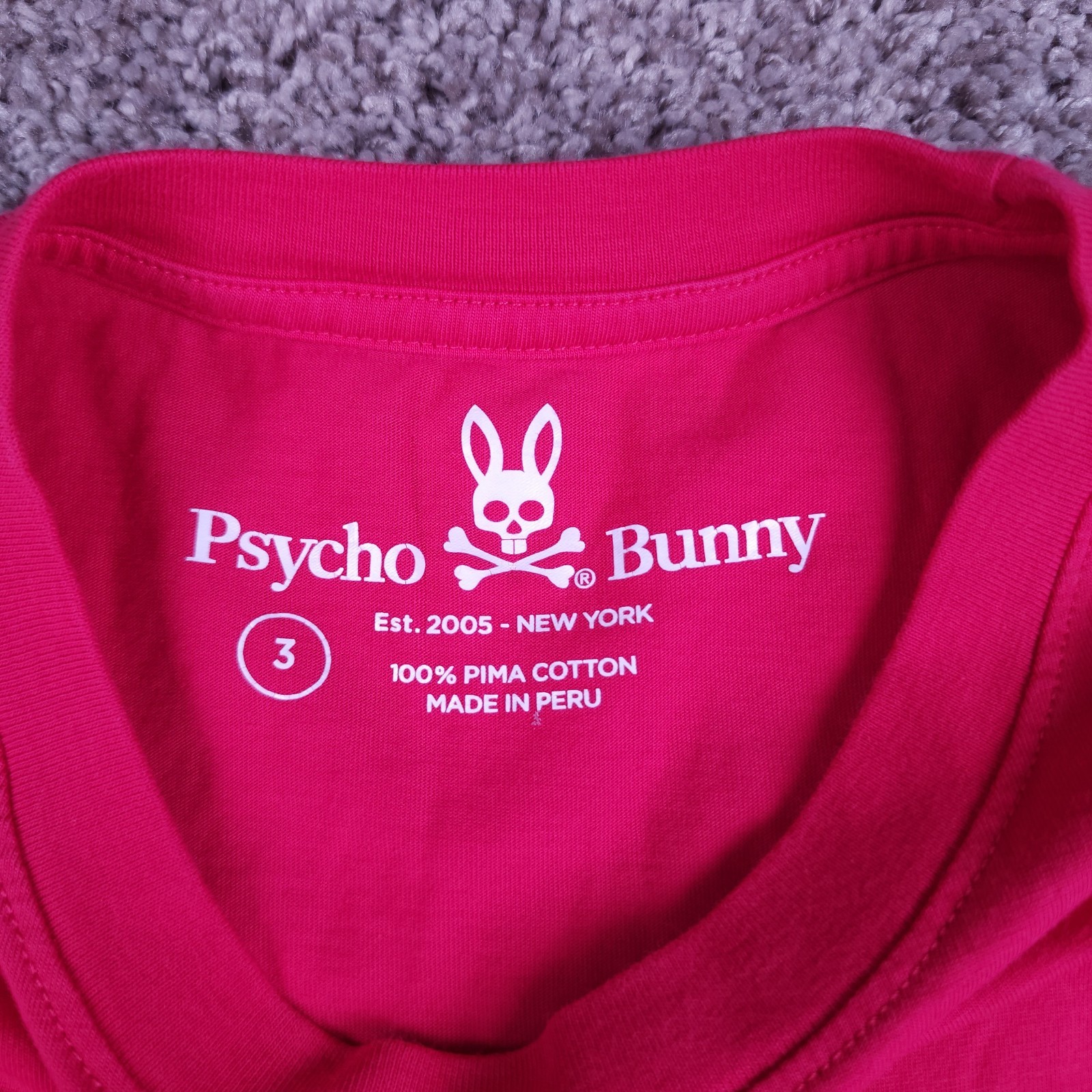 Psycho Bunny T-Shirt Mens 3 Medium Pink Pima Cotton Logo Tee Peru Casual Soft gallery