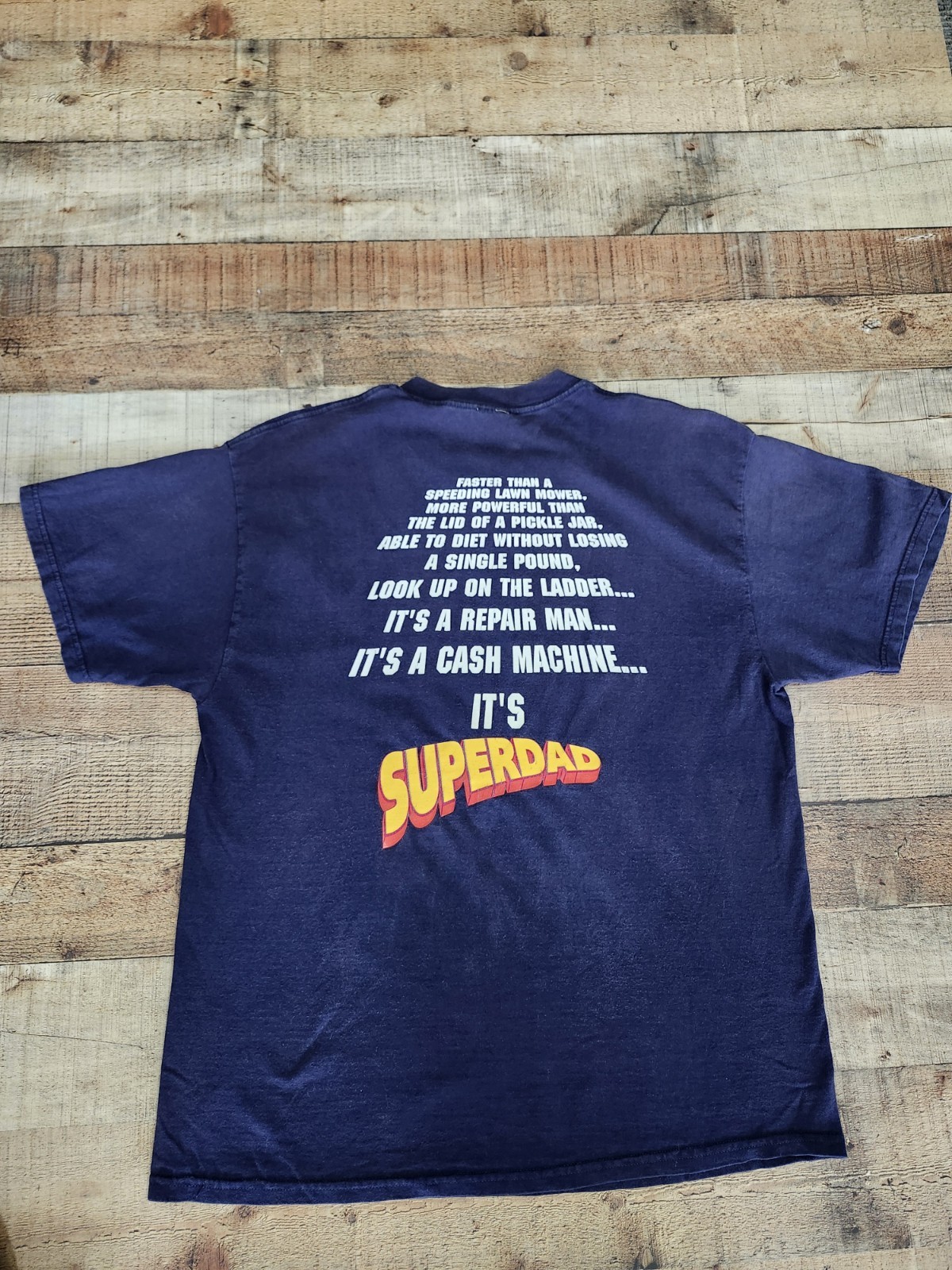Vtg Discovery Channel Store Super Dad T Shirt Sz XL Navy Blue Good Shape gallery