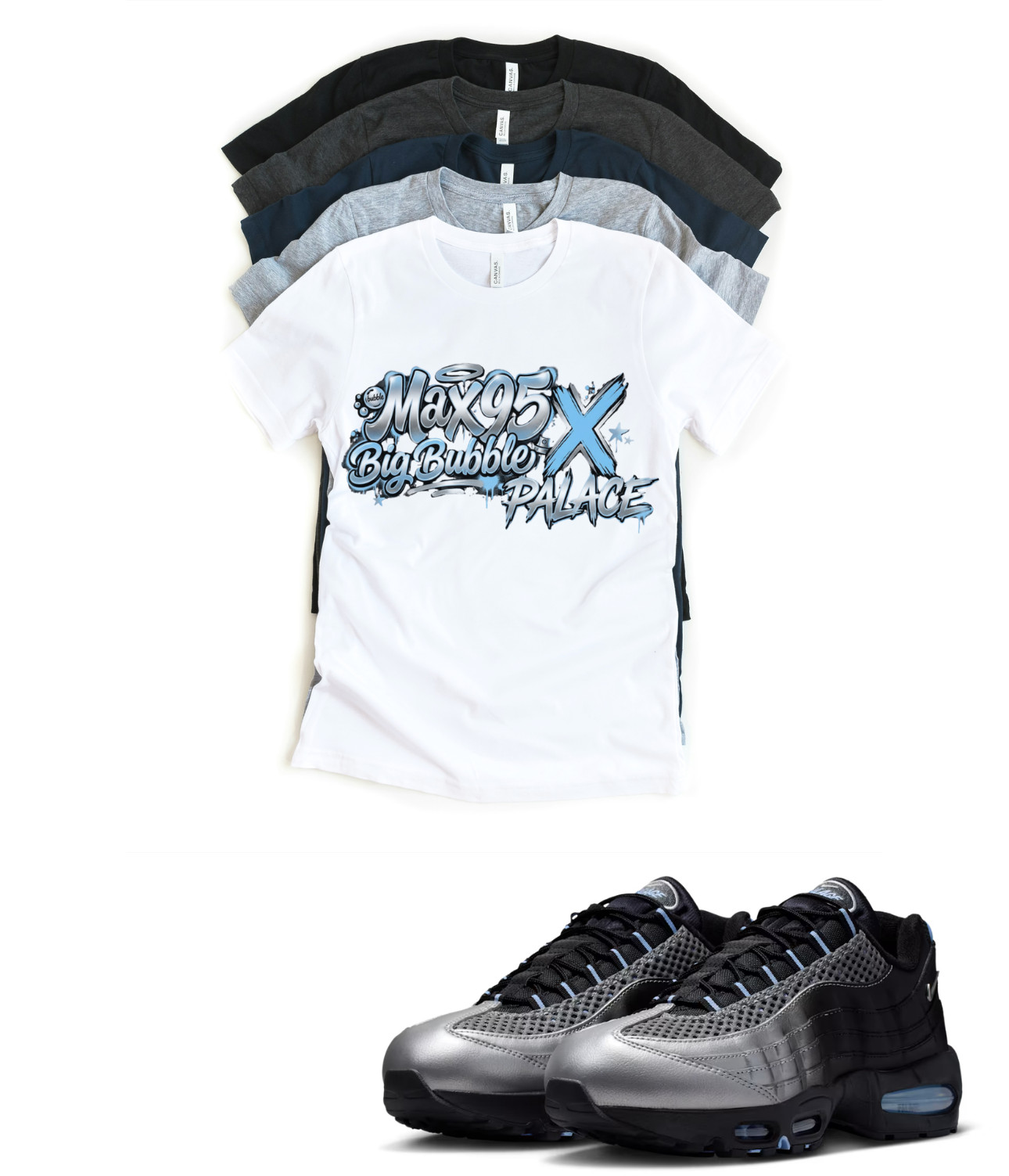 OG Air Max 95 X PALACE Big Bubble Sneaker Matching T-Shirt Limited Edition gallery