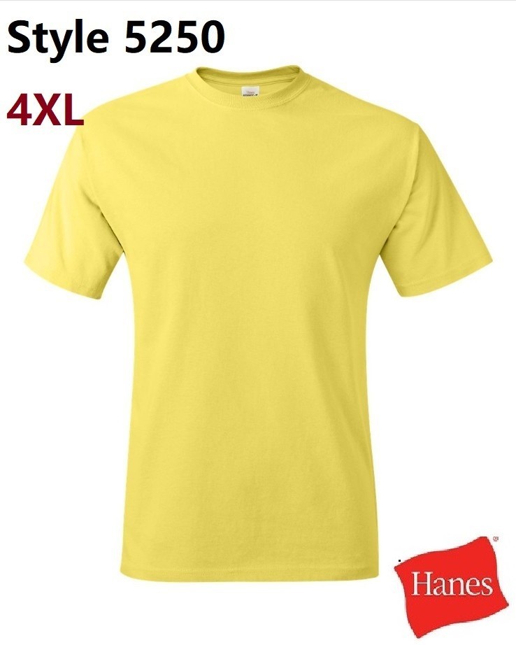 Hanes 5250 4XL Authentic Short Sleeve Men's Cotton T-Shirt Yellow Pit to Pit 29" gallery