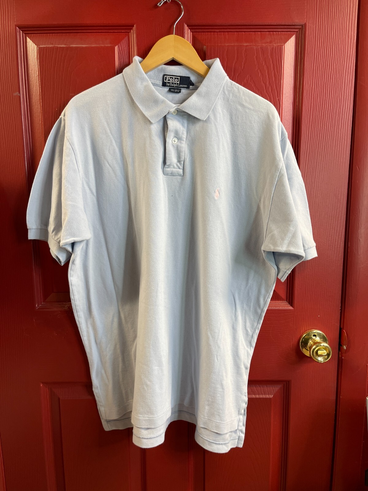 Vintage 90s POLO Ralph Lauren Single Stitch Size XL Casual Dress Shirt Pink Logo