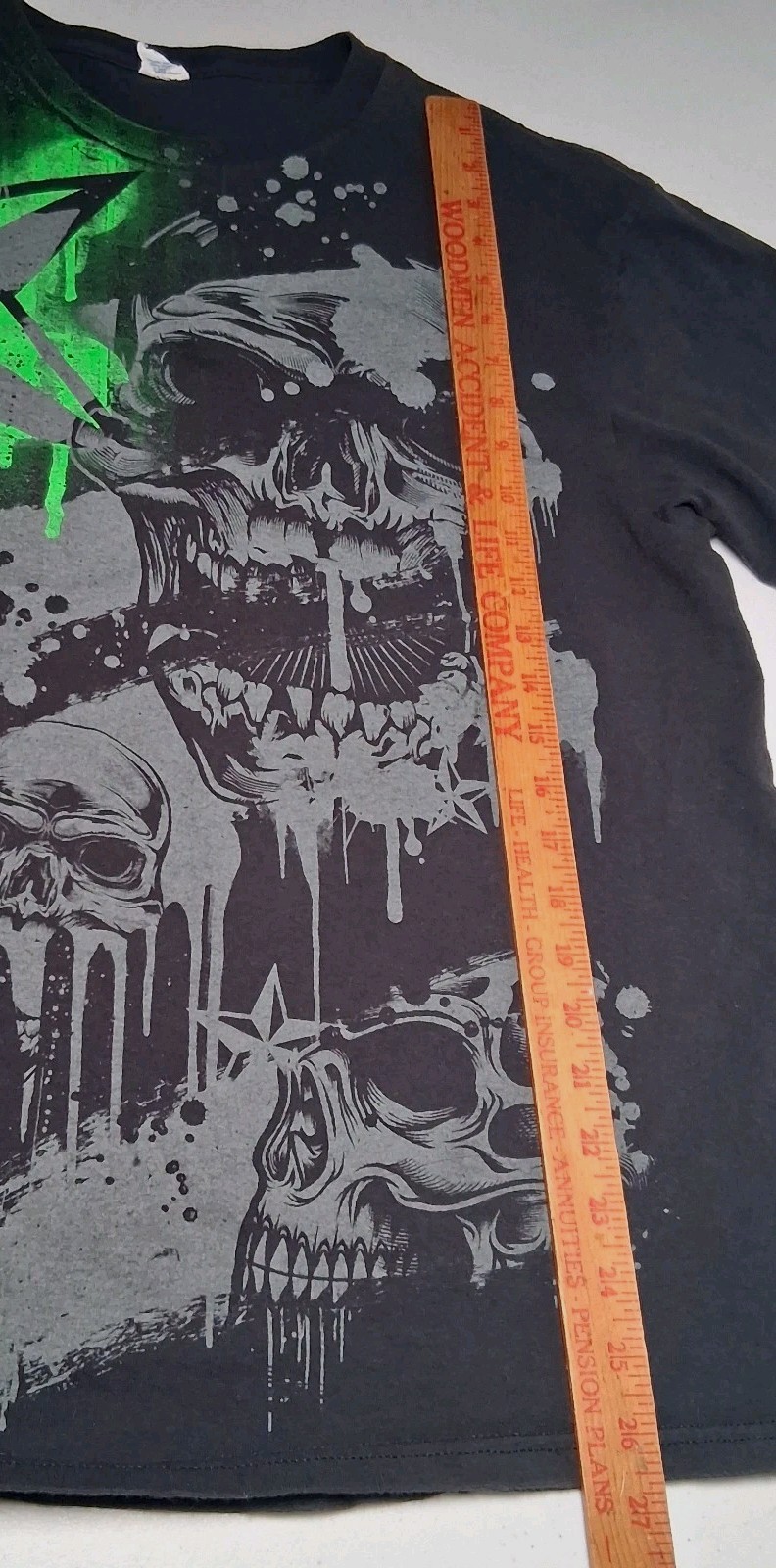 Vintage Y2K Dripping Skull T Shirt Black Neon Green Star Retro Skate Grunge Emo gallery
