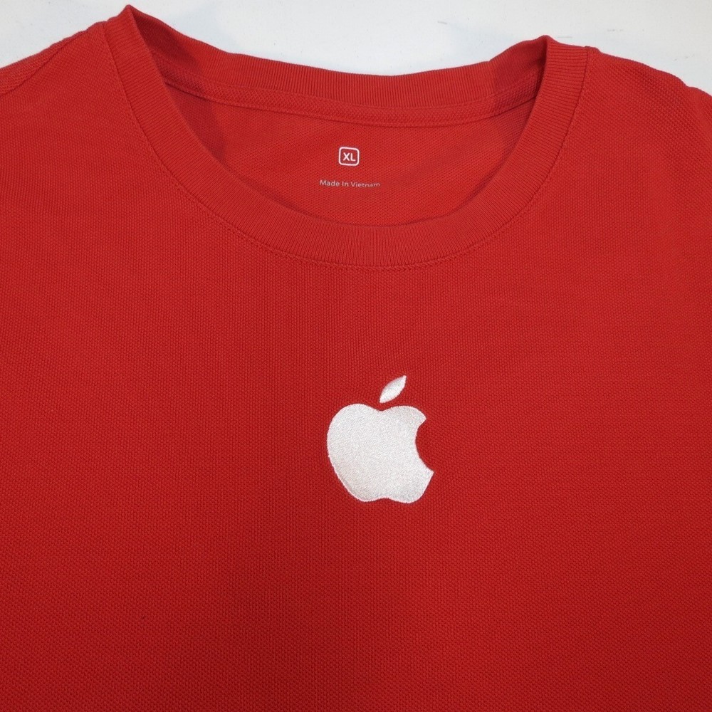 APPLE MAC STORE EMPLOYEE UNIFORM EMBROIDERED TEE T SHIRT Mens XL Red