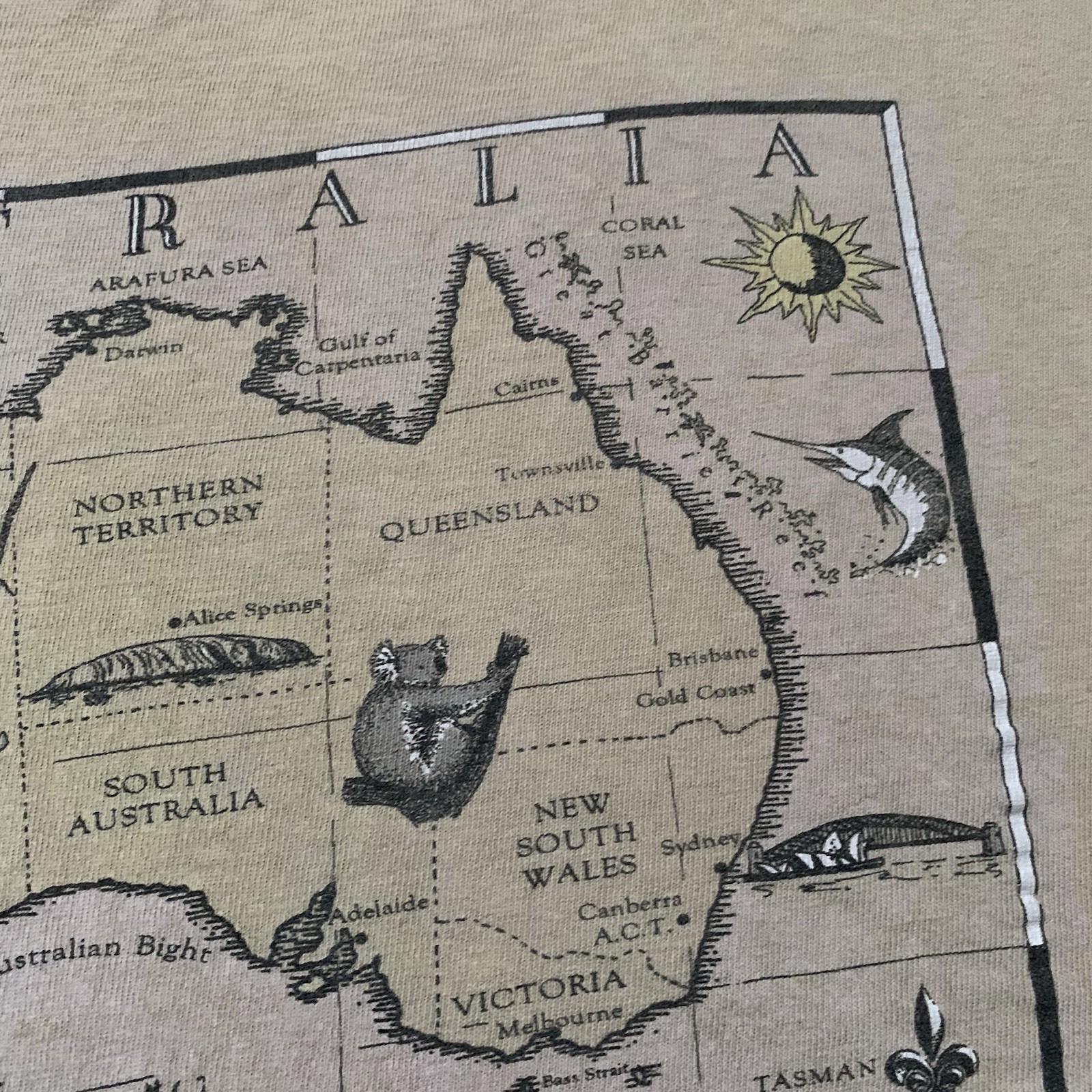 Vintage 90s Australia Map Shirt Size L Graphic Nature Ocean Koala gallery