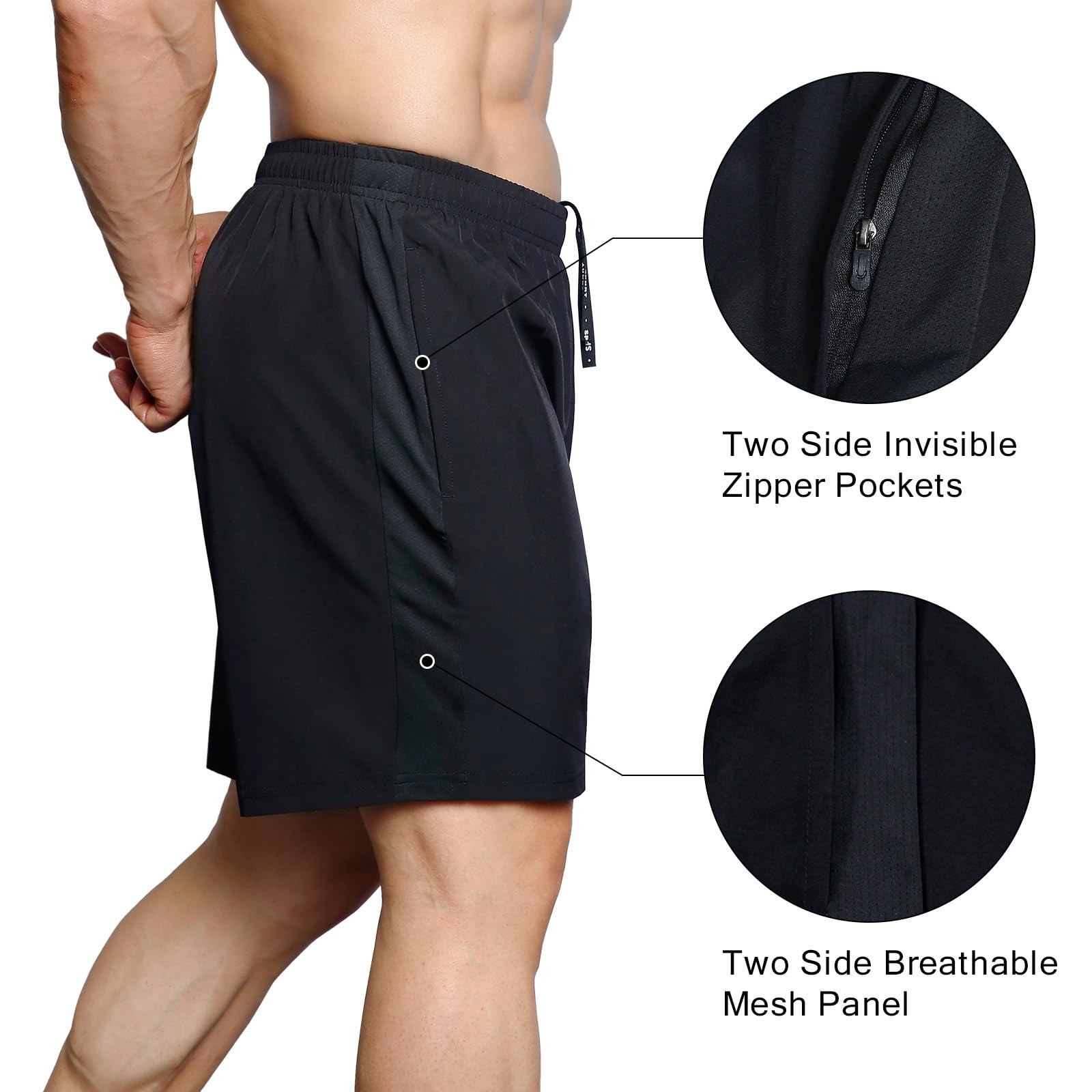 Gaglg Men’s 7″ Athletic Shorts 2 Pack Quick Dry Workout Small, Black/Navy