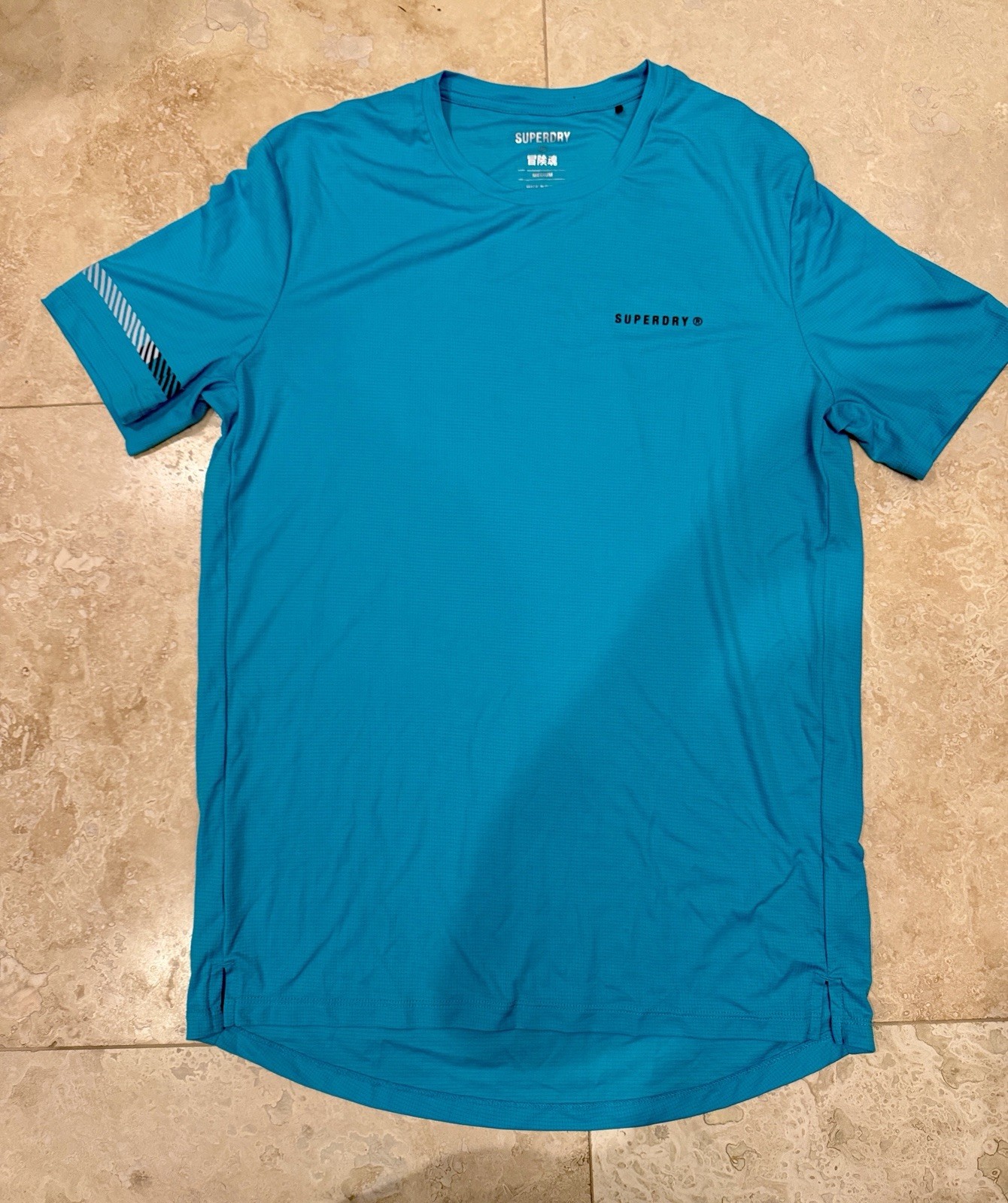Superdry Shirt Athletic Teal Mens Medium Short Sleeve Crew Neck Tee Blue Green