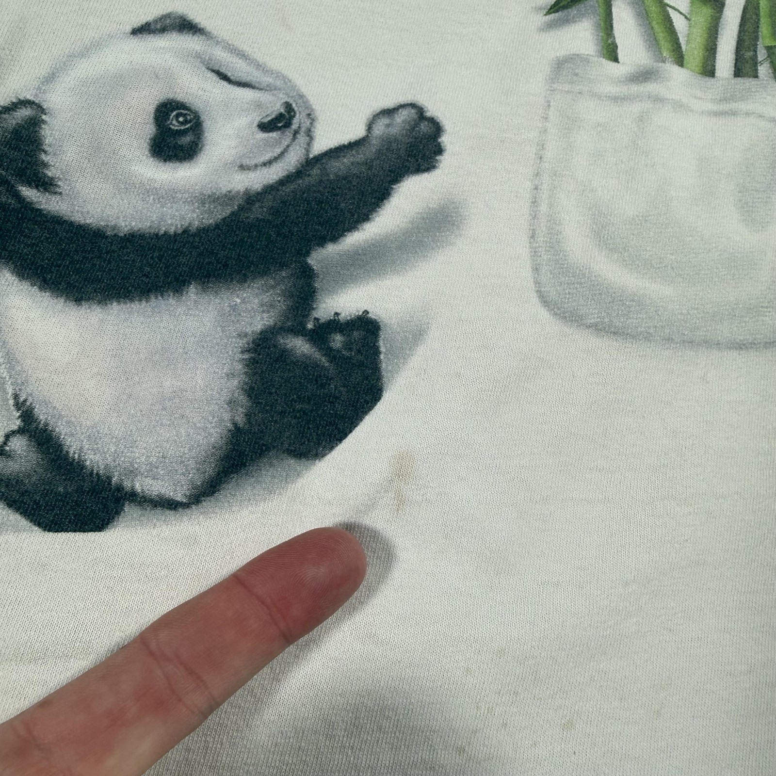 Anvil Shirt Mens 2XL White Panda Bamboo Pocket Graphic Back Print Tee Cute gallery