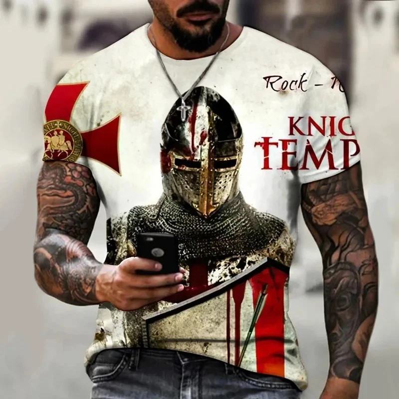 Knights Templar T-Shirt Men's Christian Warrior Crusader Cross 3D Printed gallery