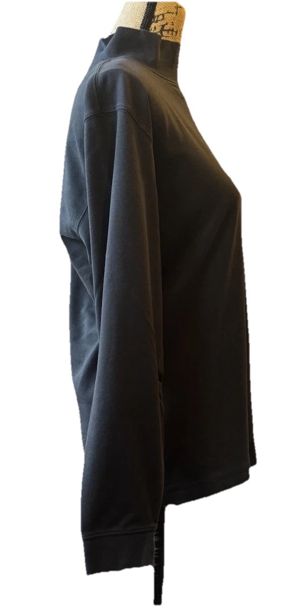 L.L.Bean Mens Small Mock Neck Shirt Black 100% Cotton Long Sleeve gallery