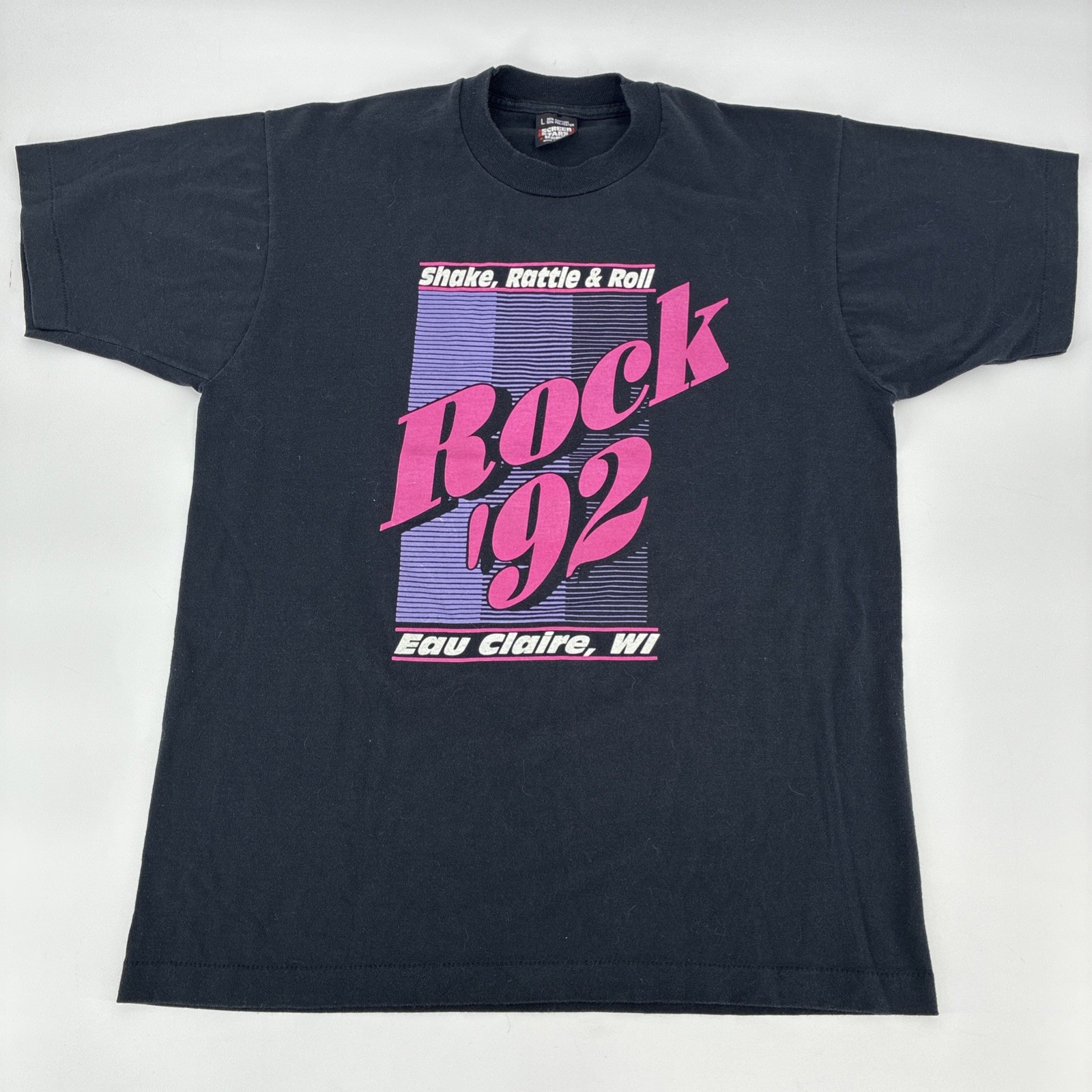 Vintage Shake Rattle & Roll T Shirt Men Large Black Festival Eae Claire WI 1992 gallery