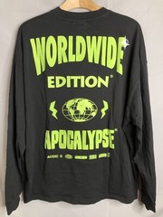 Asos Design Black Worldwide Graphic Doube Sided Long Sleeve T-Shirt Size M MEDIU