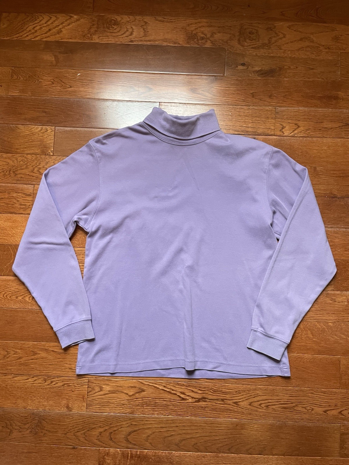 Vintage St Johns Bay Mock Neck Long Sleeve Shirt 100% Cotton • Mens Medium Lilac
