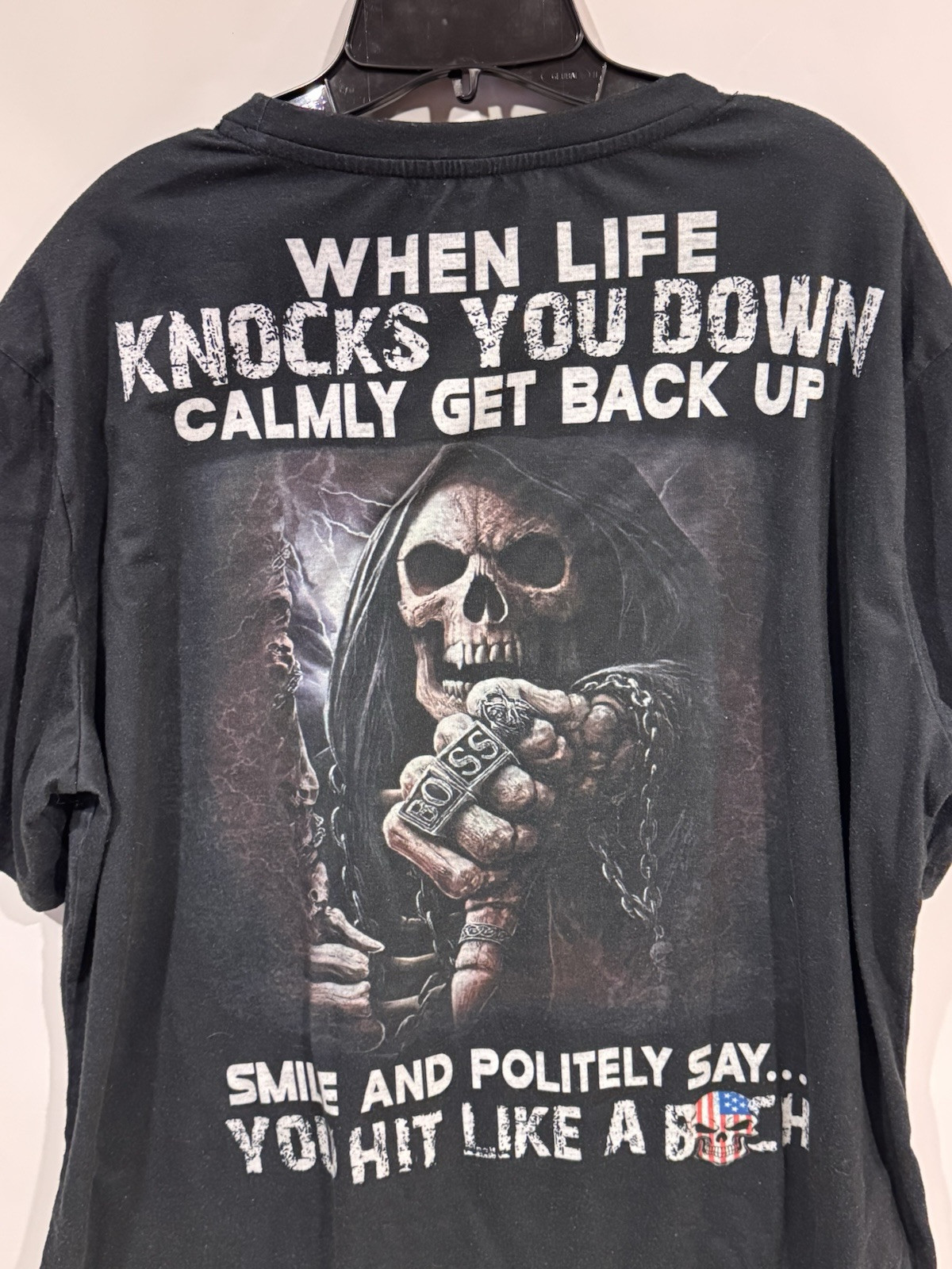 When Life Knocks You Down, Calmly Get Back Up Smile and Politely Say T-Shirt XL gallery