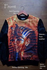 NWT Man’s Top Shirt,double sided PHARAOH head print ,Faux leather Long Slv,4 Sz