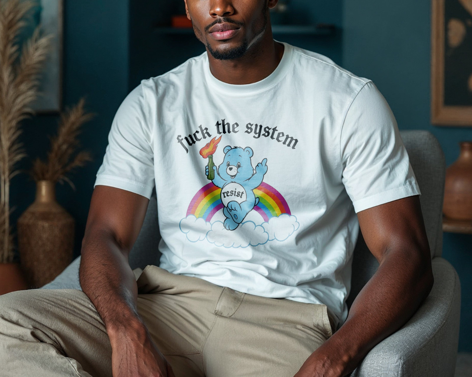 esist with Love Care Bear T-Shirt – Positive Activism Retro Rainbow Tee A498 gallery
