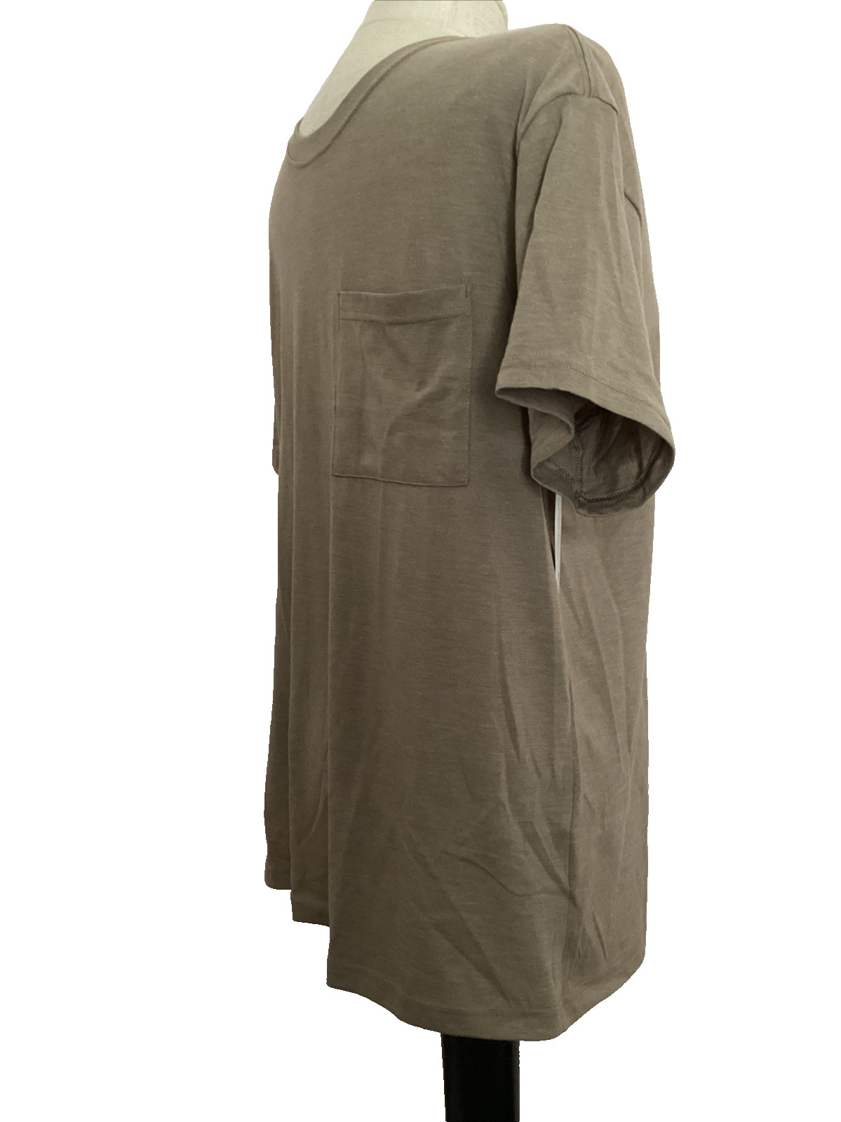 ATHLETIC WORKS Moisture Wicking Taupe Short Sleeve Crew Neck Pocket T-Shirt Sz M gallery