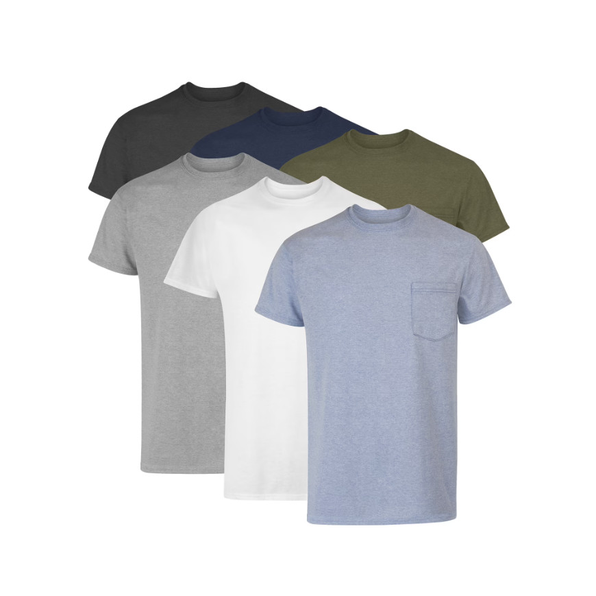 Hanes 6-Pack Pocket Tee Men's T-Shirt Soft and Breathable Assorted gallery