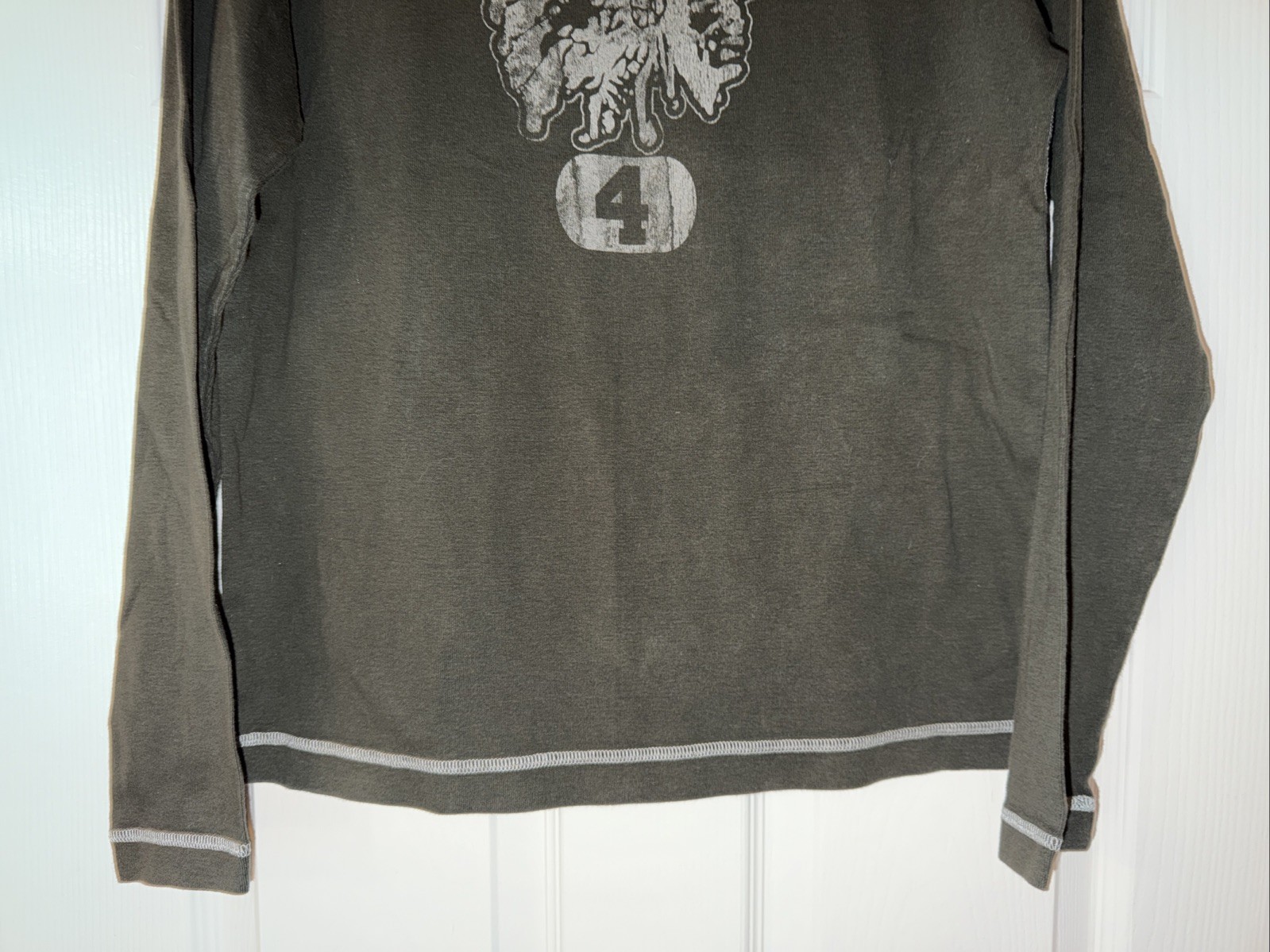 Men’s Vintage Y2K EXPRESS Long Sleeve American Indian #4 Shirt - Green - Small gallery