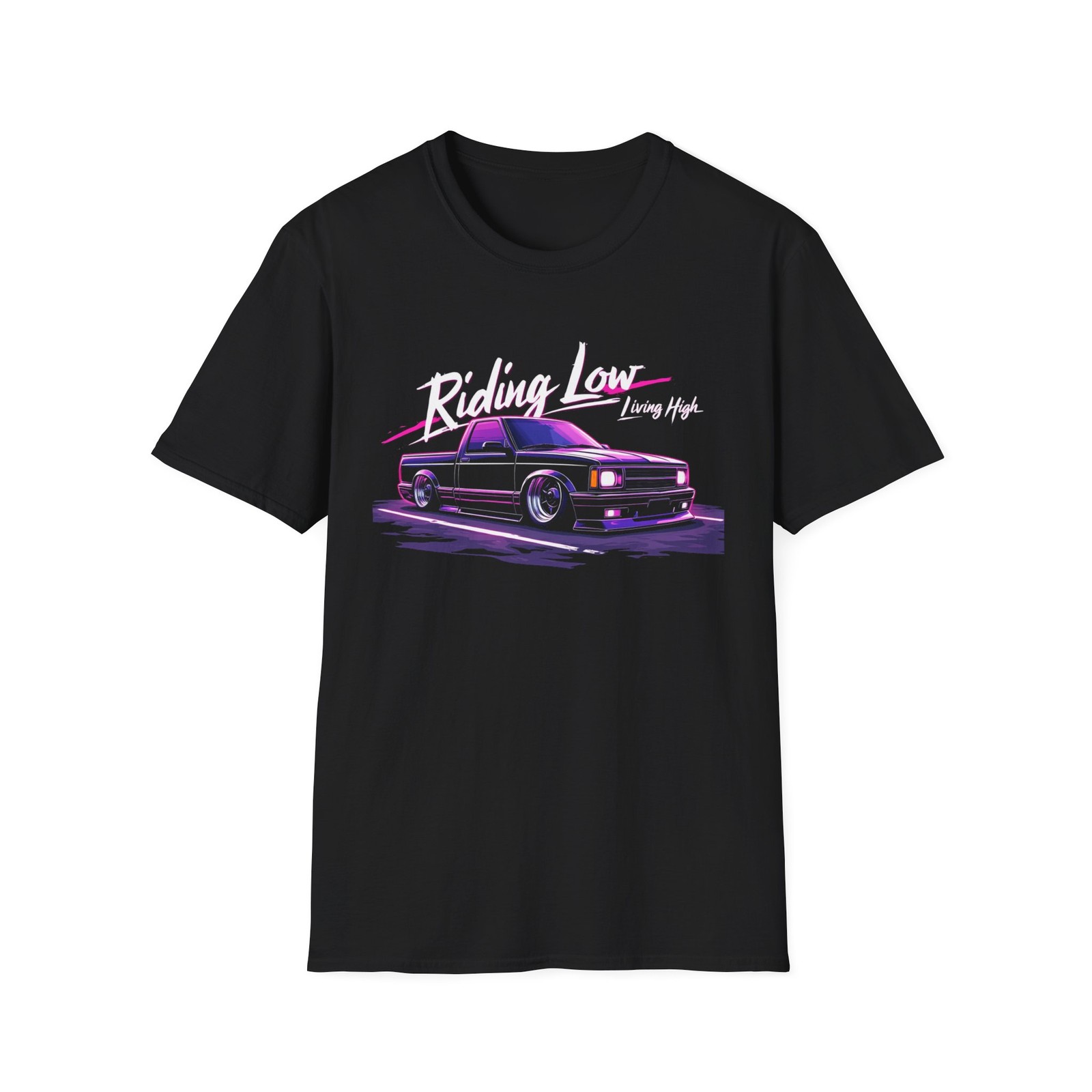Chevy S10 Pickup T-Shirt Riding Low Living High Custom Mini Truck Graphic Tee