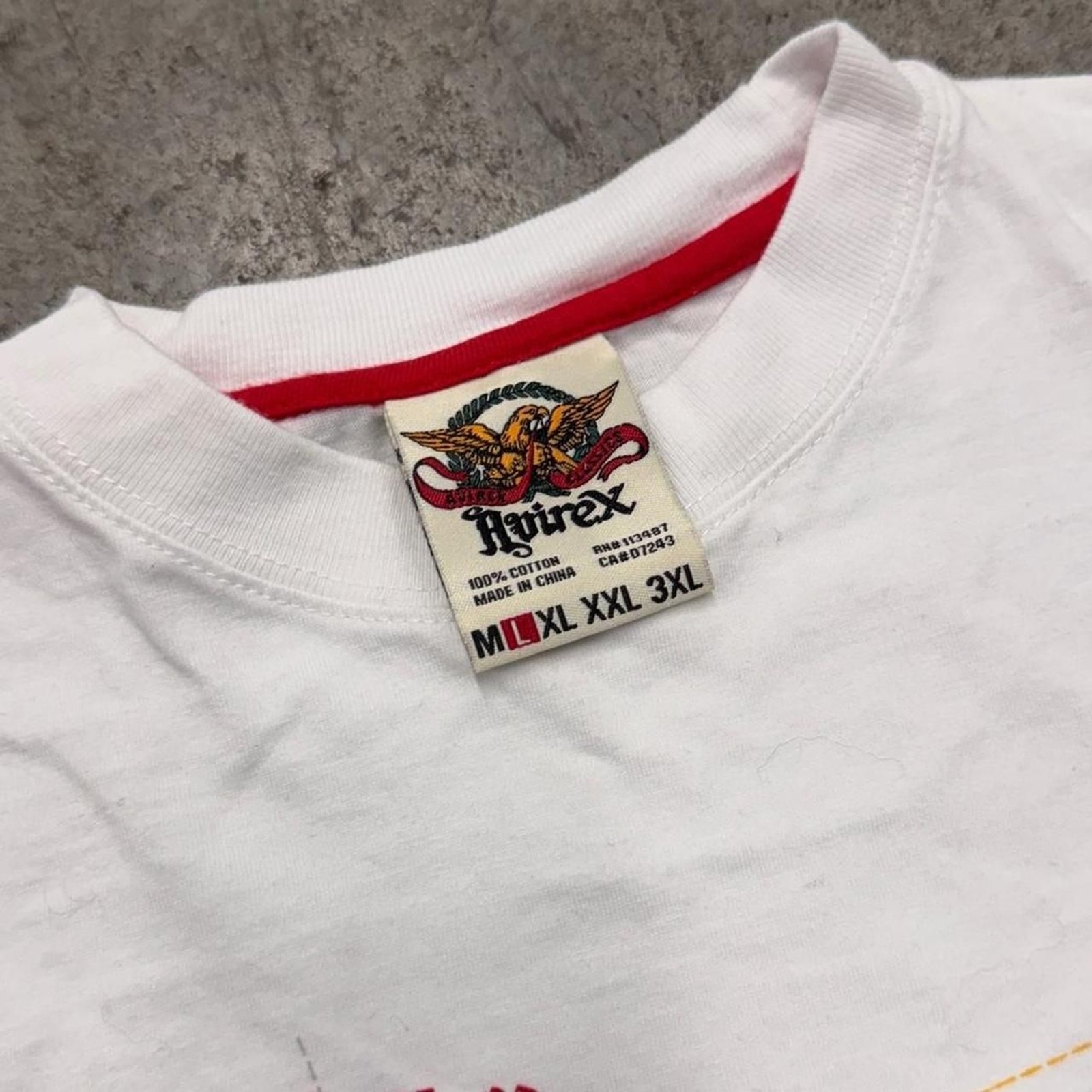 Vintage Y2K Avirex Eagle #75 Embroidered Grunge Tshirt XL White Hip Hop Skater gallery