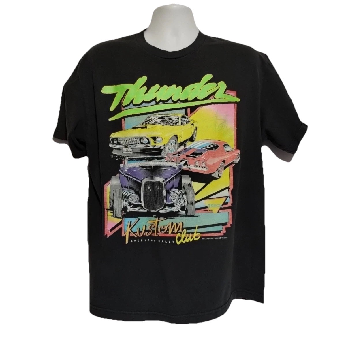 Vintage 1984 John Galt Thunder Racing Men's XL T Shirt Black Hot Rod Car gallery