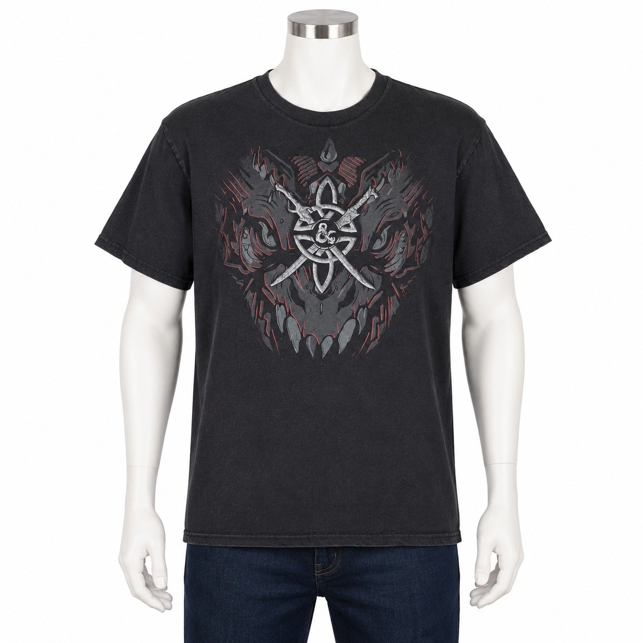 Dungeons & Dragons T-Shirt Mens Large Black Graphic Tee Dragon Sword Geeknet