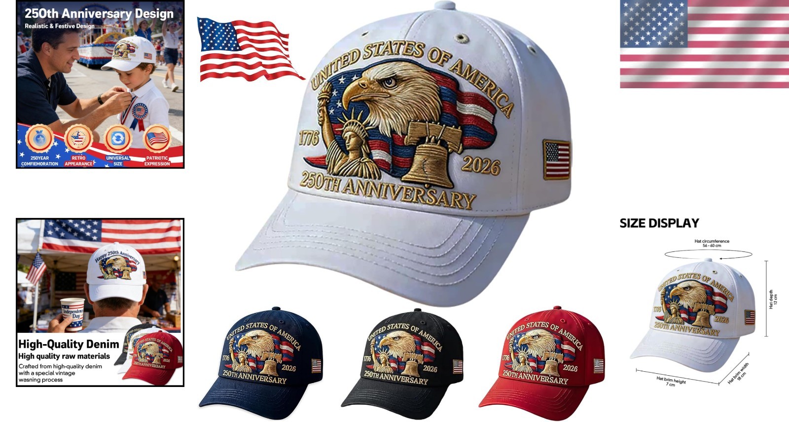250th Anniversary USA Hat Adjustable United States 250th Anniversary Hat Ret... gallery