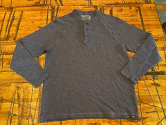 Faherty Cloud Cotton Henley Mens L Large Long Sleeve Pima Cotton Blue Shirt