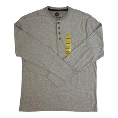 Weatherproof Men’s Long Sleeve 4-Button Brushed Henley Tee (Light Grey Heather,