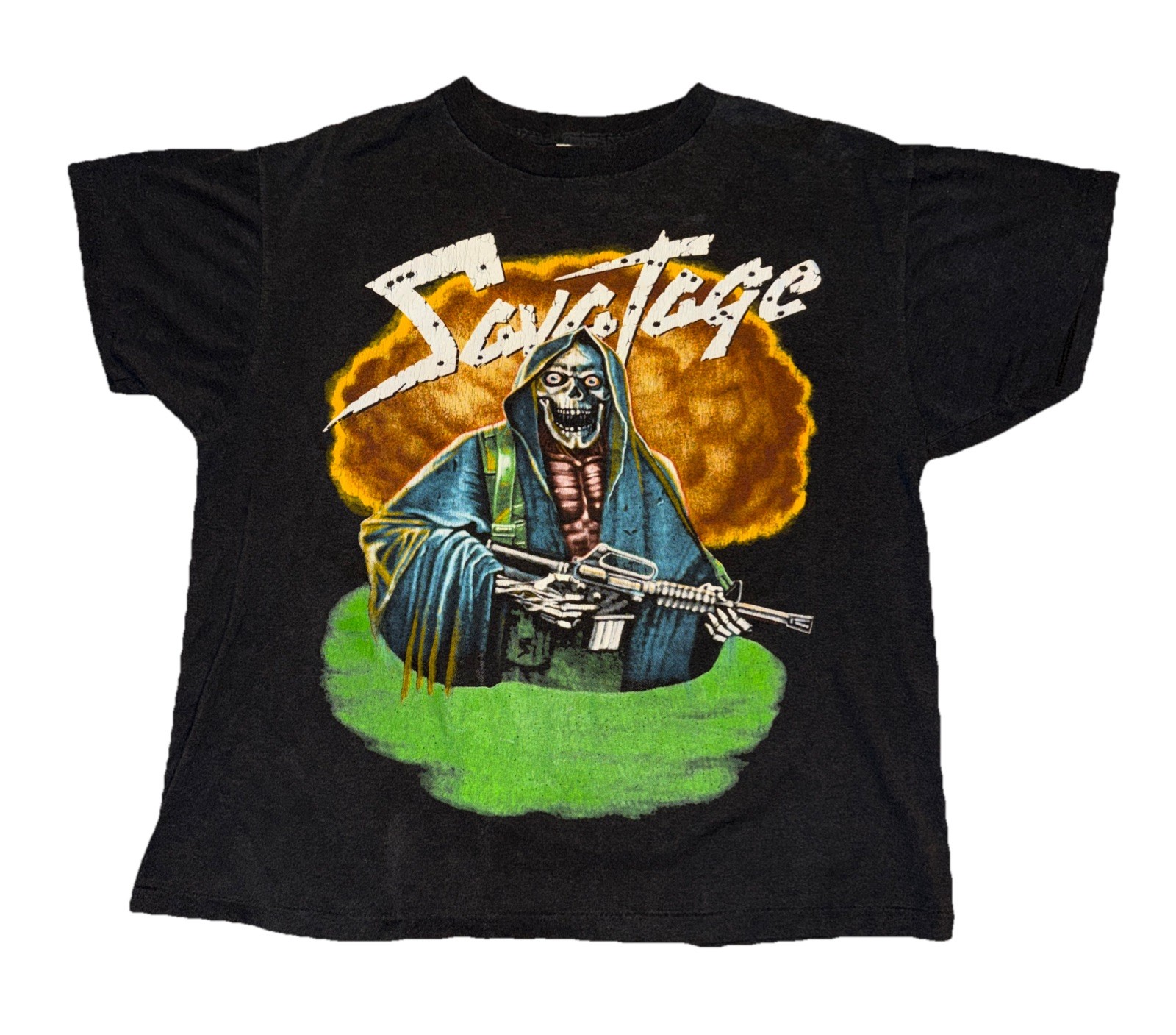 VNTG Savatage 90s North American Tour Heavy Metal TShirt Black Rare L 20×23