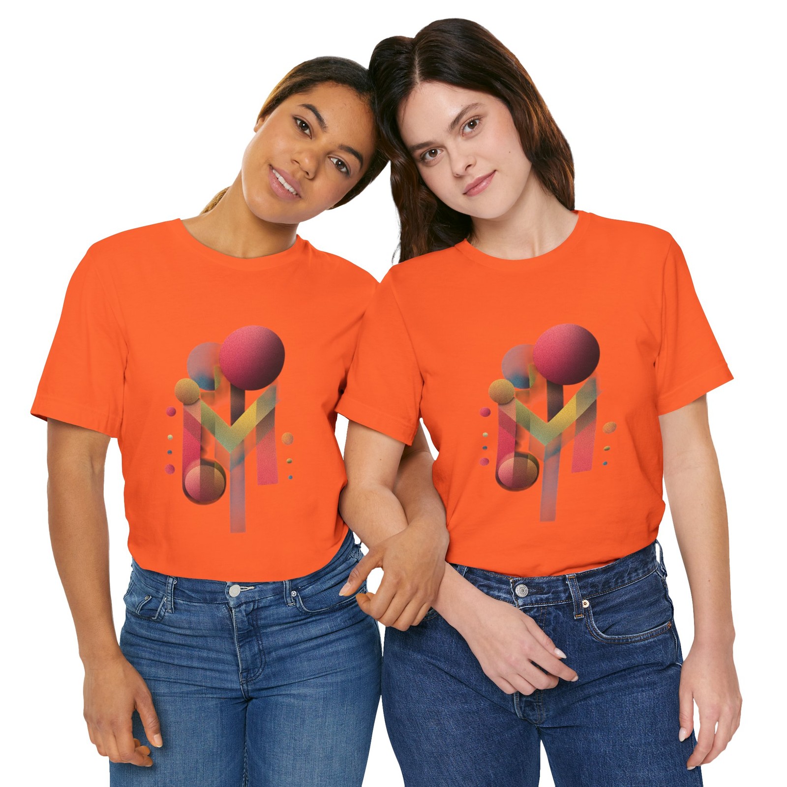 M Letter Tee Abstract Spheres, Orange Graphic T-Shirt gallery
