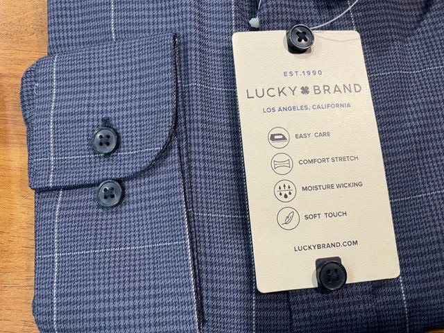 LUCKY BRAND MEN'S TAILORED FIT HERRINGBONE DRESS SHIRT(BLUE, 15-15.5 34/35) NWT gallery