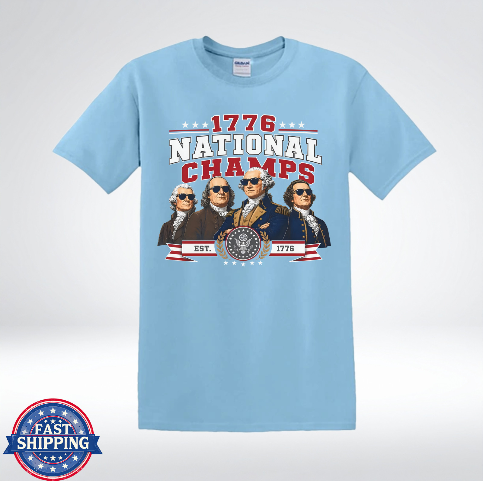 1776 National Champs Funny Patriotic Founding Fathers Retro T-Shirt gallery