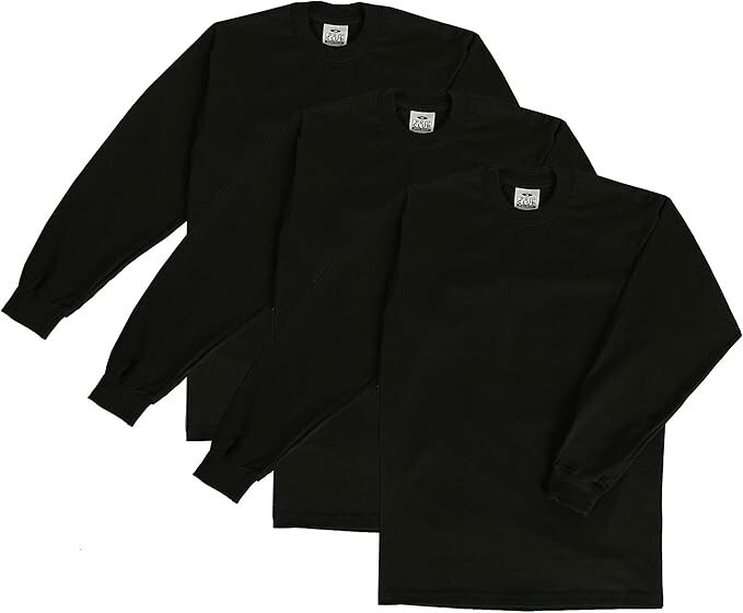 PRO CLUB LONG SLEEVE HEAVY-WEIGHT T SHIRT (S-5XL) *3 PACK*