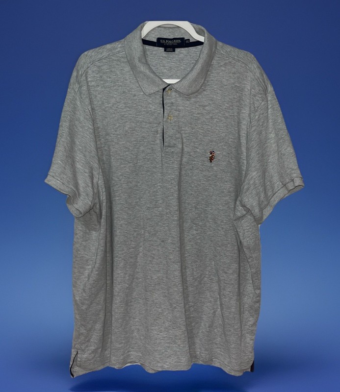 Polo Assn Shirt Mens 3XL Big Tall Luxury Feel Flesh Pony Viscose Light Gray C0