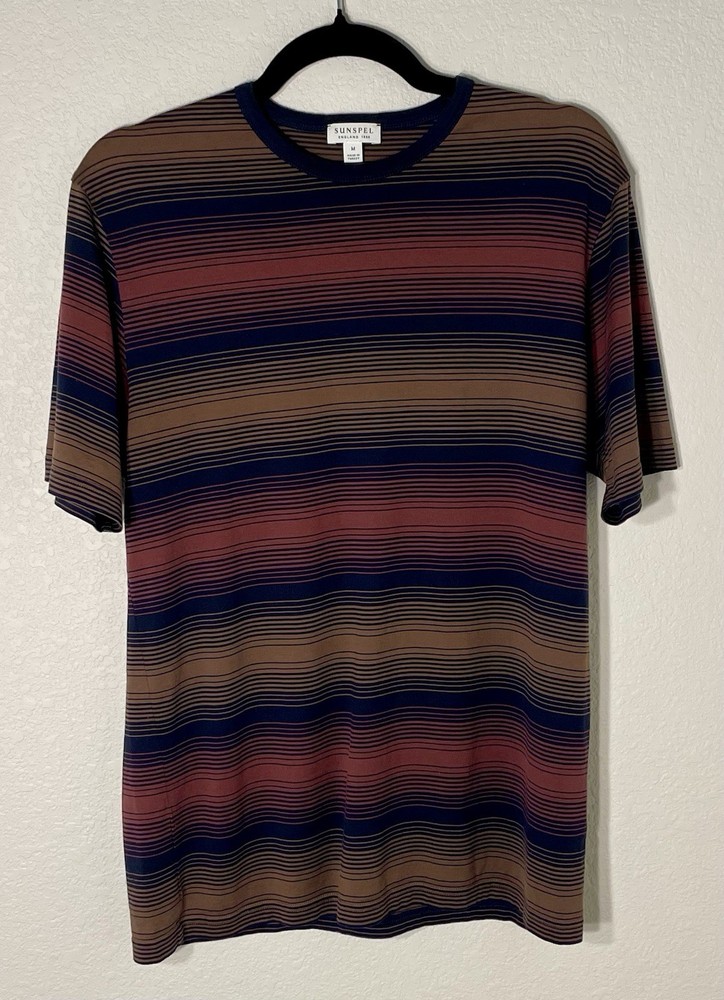 Sunspel Men’s Medium Horizontal Striped T-Shirt