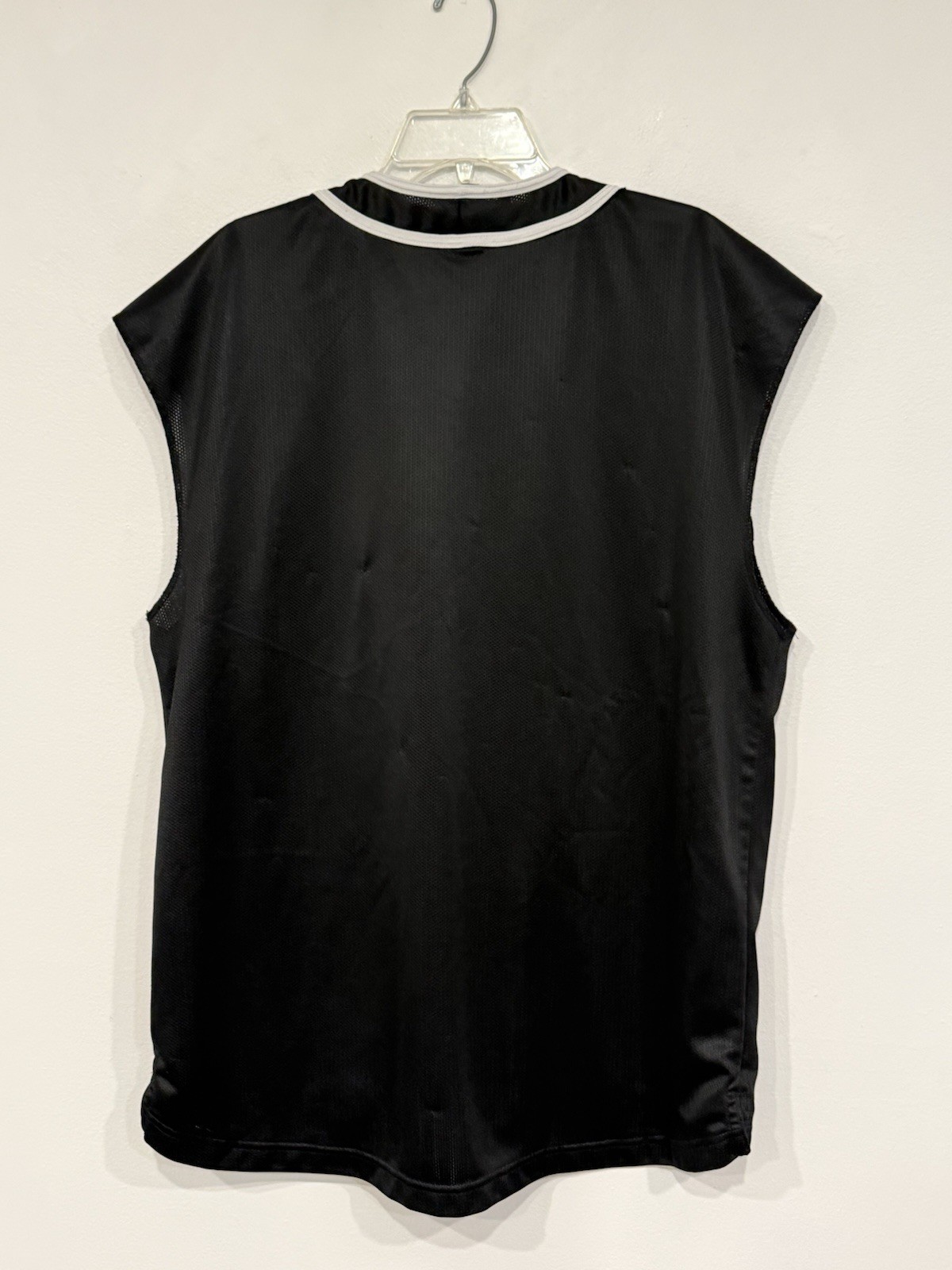 Vintage Nike Men's Tank Size Large Black Jersey Mesh Button Up Sleeveless Top gallery