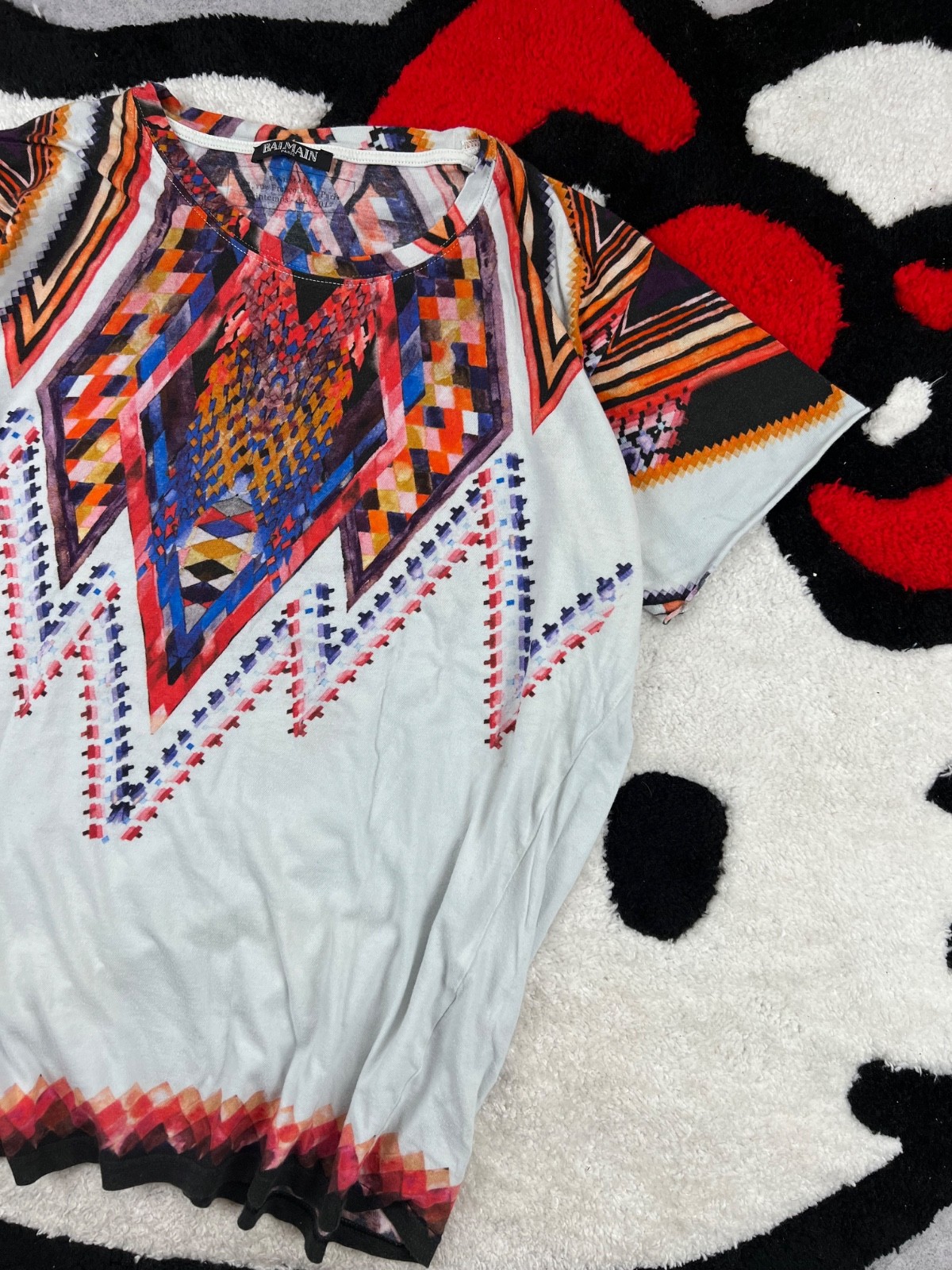 Vintage Balmain Rare Multicoloured Print Y2K Men's Tee Shirt Size M gallery