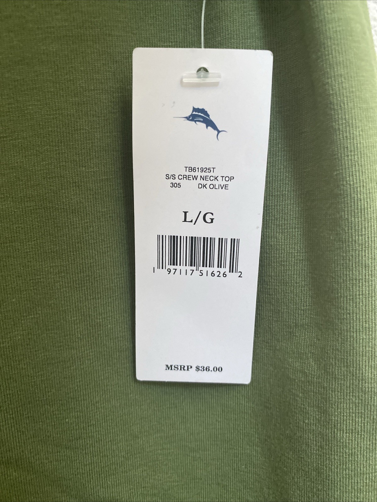 NEW Tommy Bahama Green Crew Neck T-Shirt Cotton Spandex NWT $36 Large DK Olive gallery