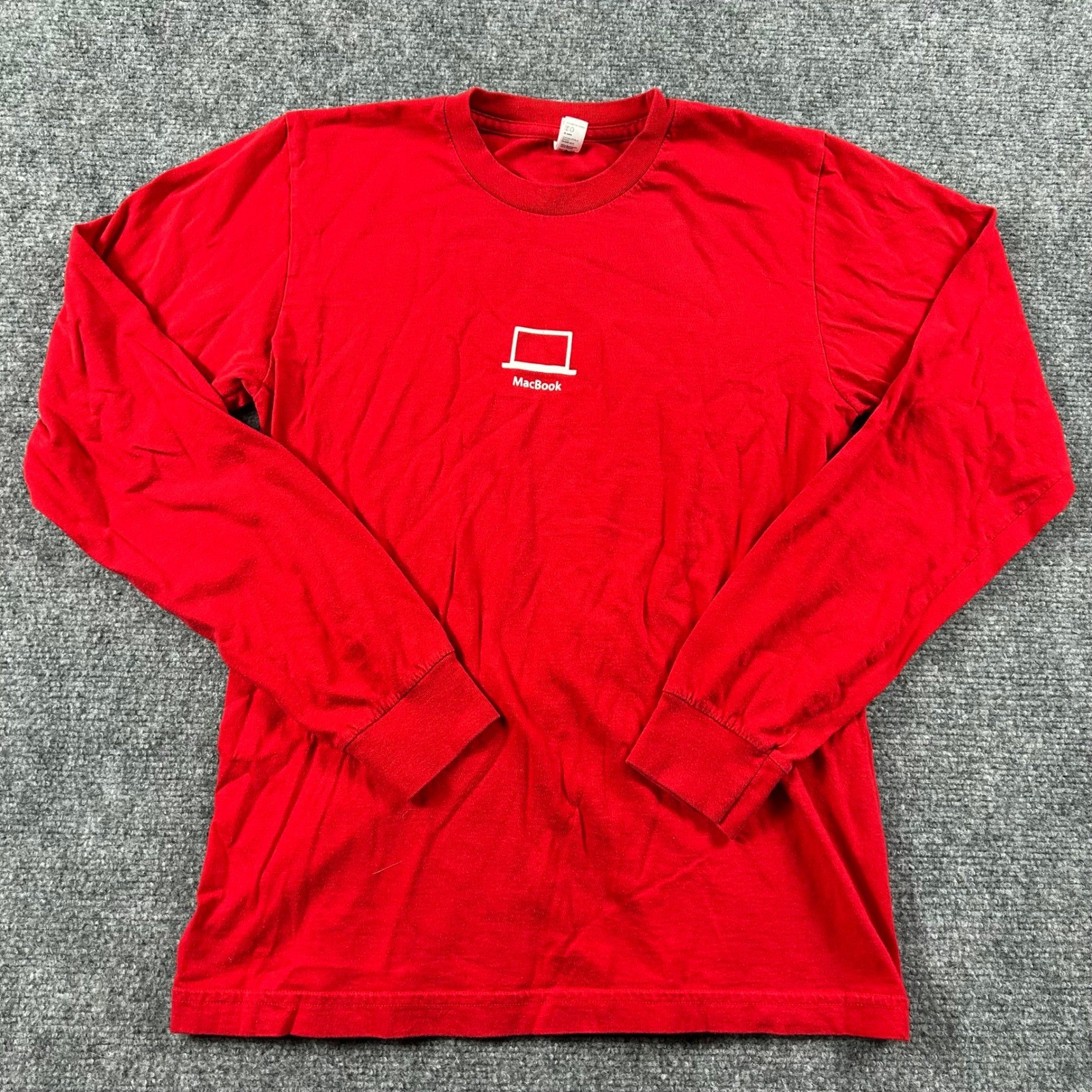 Apple MacBook Long Sleeve T-Shirt Mens Small Red Promo American Apparel Tech Tee gallery