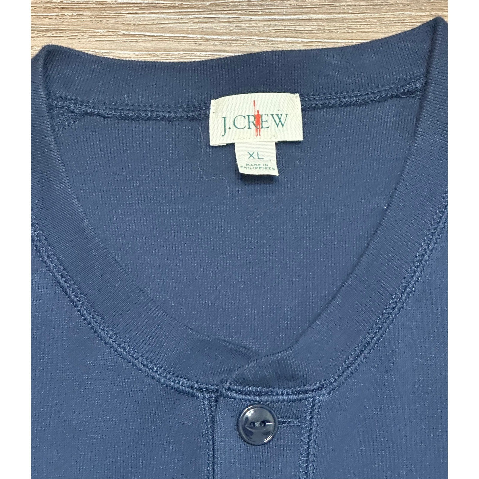 J Crew Oarsman Heritage Brushed Rib Knit Henley Base Layer Shirt Navy Sz XL gallery