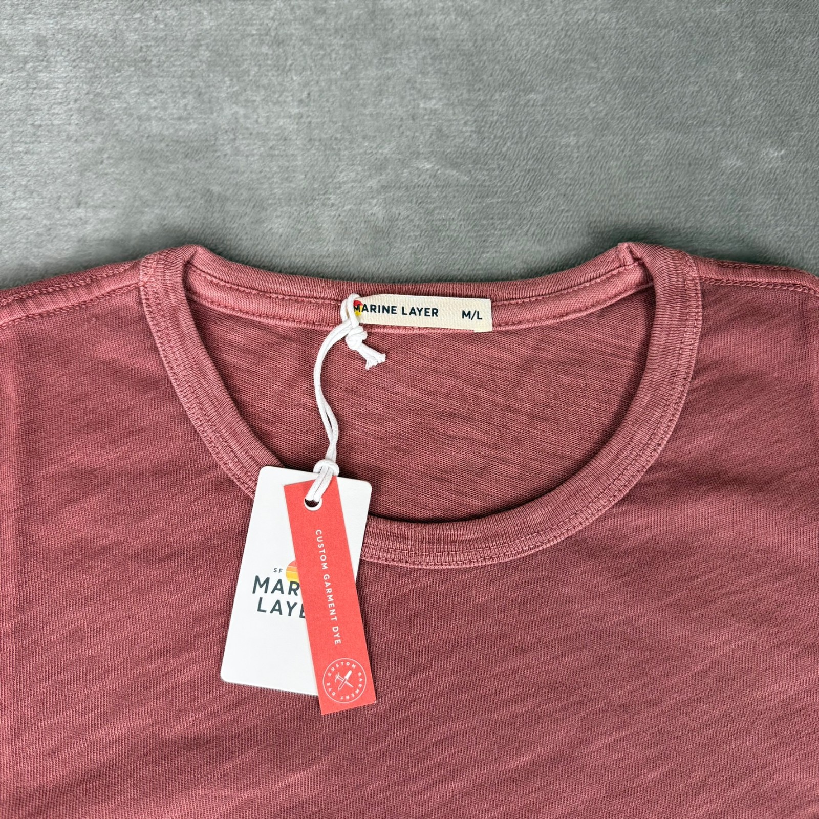 Marine Layer Vintage Heavy Slub Pocket Tee Mens M/L Marge Marsala Red $54 NWT gallery