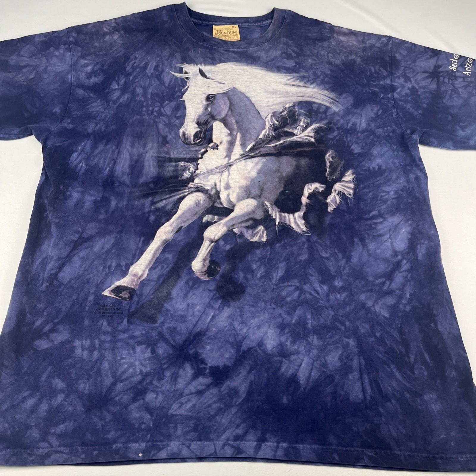 The Mountain Sedona Arizona T Shirt Size XL Horse Graphic Blue Tie Dye Cotton gallery