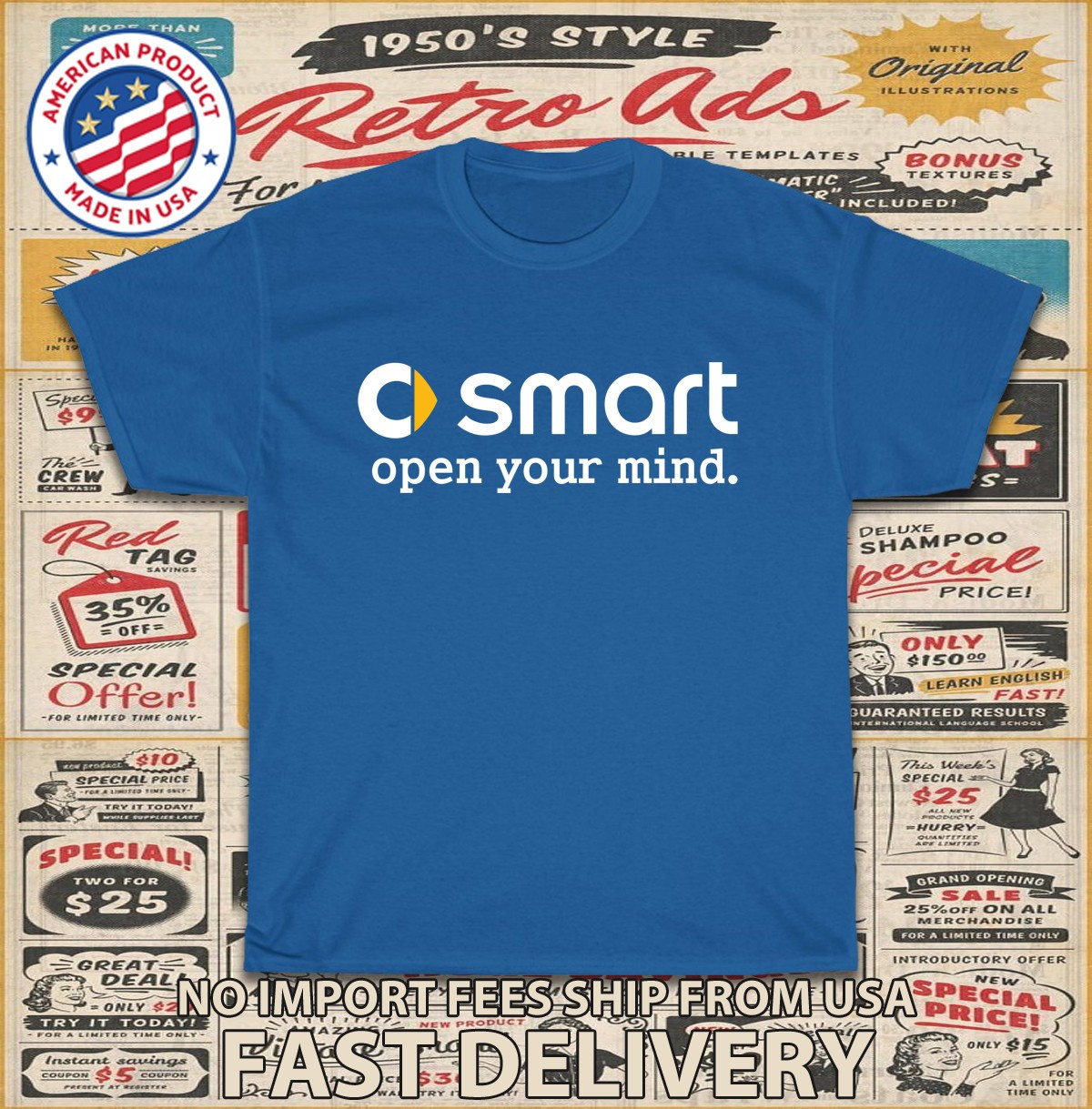 New Tee Shirt Smart Car Open Your Mind Logo Men's T-Shirt American T-Shirt gallery